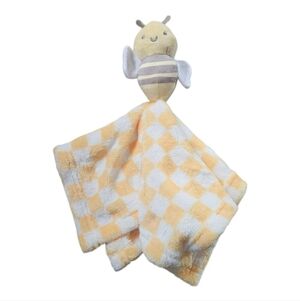 NWOT Lucky Moon Yellow & White Checkered Plush Bee Lovey Security Blanket